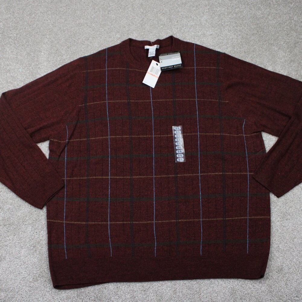 Geoffrey Beene Sweater NWT Mens 3XLT XXXL-Tall Red Acrylic L/S Sweatshirt‎